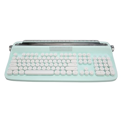 Cuifati Retro-Schreibmaschinentastatur, 104 Tasten, Kabellose Mechanische Gaming-Tastatur, BT5.0 Vintage-Tastatur mit Niedlichen Runden Tastenkappen, Integrierter Ständer für Windows für (Minzgrün) von Cuifati