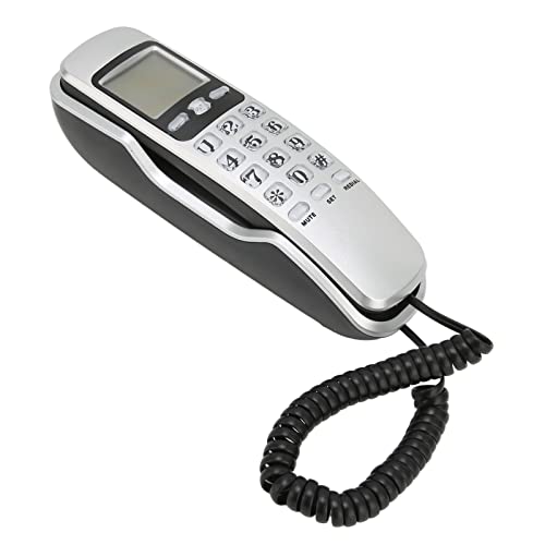 Cuifati Schnurgebundene Festnetztelefone, Kabelgebundenes Wandtelefon Vintage-Wandtelefone mit LCD-Display, Speicher für Eingehende Anrufe, Große Taste, Festnetztelefone für Senioren,(Silber) von Cuifati