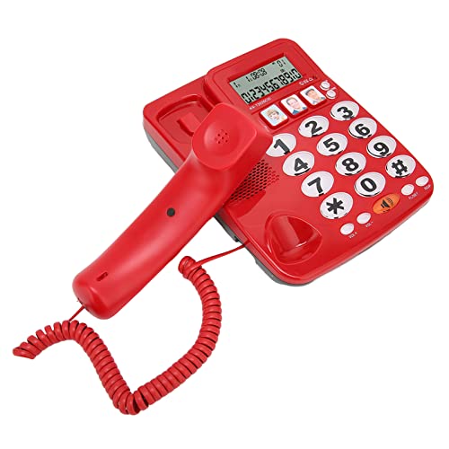 Cuifati Schnurgebundenes Telefon mit Großen Tasten für ältere Menschen, Verstärktes Schnurgebundenes HePesTer-Telefon mit Lauterer Lautstärke/Anrufer-ID/Nummernspeicher Festnetzanschluss für zu(Rot) von Cuifati