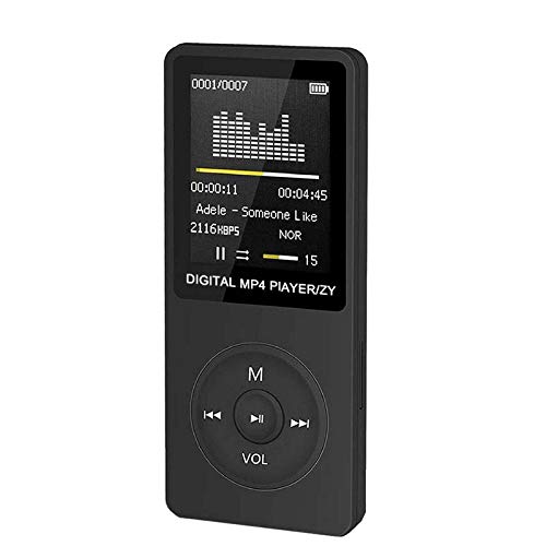 Cuifati Tragbarer MP3-MP4-Player mit HiFi-Sound, USB 2.0 1,8 Zoll Digitaler MP3-Musikplayer für UKW-Stereoradio, Unterstützt JPEG-Foto-Browsing und TF-Karte, Integriertes Mikrofon (Black) von Cuifati