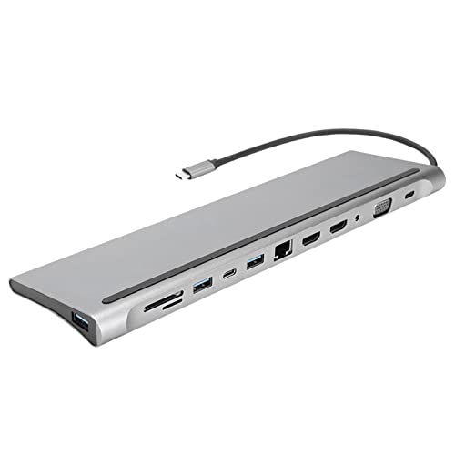 Cuifati Typ-C-zu-Dual-VGA-Dockingstation, 12-in-1-Hub mit RJ45-, USB-, PD- und Speicherkartensteckplätzen von Cuifati