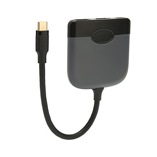 Cuifati USB-C-Hub, Typ-C-zu-HDMI-Typ-C-PD-Ladeanschlussadapter, 5 Gbit/s, 100 W, Verhindert Interferenzen, 3-in-1-USB-C-Adapter mit Mehreren Anschlüssen (Grau schwarz) von Cuifati
