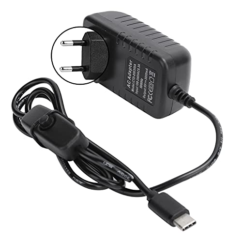 Cuifati USB-C-Netzteil für 4B, Ladegerät mit EIN-Aus-Schalter, 5 V 3 A DC-Netzteil für, PC, TV, Digitalkamera, Laptop(EU) von Cuifati