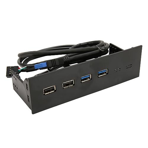 Cuifati USB-Frontplatten-Hub, 4 Anschlüsse, 2 USB 3.0 und 2 USB 2.0, Hochgeschwindigkeitsübertragung, Praktische Erweiterung für 5,25-Zoll-Gehäuse, Einfache Installation und Design von Cuifati
