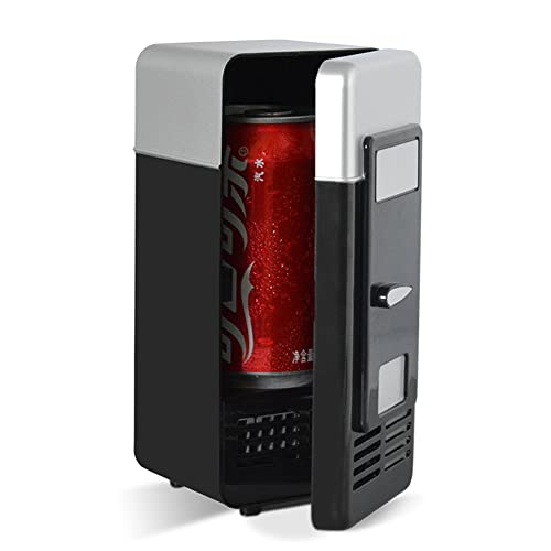 Cuifati USB-Mini-Kühlschrank, Getränkekühlschrank, Desktop-USB-Kühlschrank, Getränkedosen, Kühler/Wärmer,-Kühlschrank für Laptop, PC, Auto(Schwarz) von Cuifati