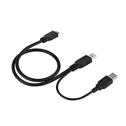 Cuifati USB3.0-Stecker auf Micro-B-Stecker Y-Kabel mit USB-A-Schnittstelle für Zusätzliche Stromversorgung für Mobile Festplatten von Cuifati
