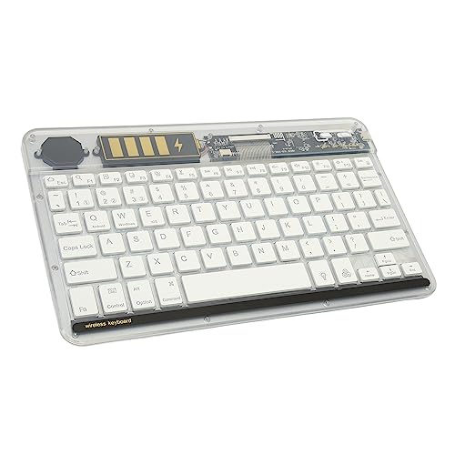 Cuifati Ultra Schlanke Bluetooth-Tastatur, 10in 7 Farben von Hinten Beleuchtete Tragbare -Drahtlose Tastatur, Transparentes Smart Multi-Gerät Wiederauf Ladbare Kleine Tastatur von Cuifati