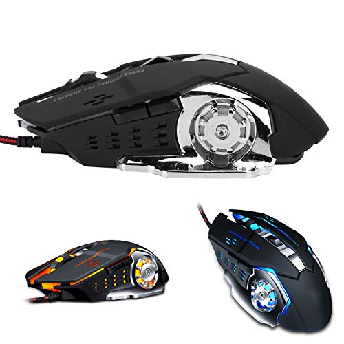 Cuifati V6-Gaming-Maus, Empfindlicher Auslöser, 7-Farben-Atemlicht, 800 Bis 3200 DPI, Makros, Vollmetallstruktur, Ergonomische Unterstützung von Cuifati