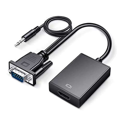 Cuifati VGA-auf-HDMI-Adapter (PC-VGA-Quellenausgang an TV/mit HDMI-Anschluss), 1080P-Videoadapter mit Audio-Stecker-auf-Buchse-Kabel von Cuifati