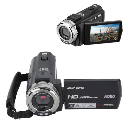 Cuifati Videokamera-Camcorder, Full HD 1080P-Digitalkamera mit 3,0-Zoll-TFT-LCD-Bildschirm, Unterstützt 6-Fach-Digitalzoom-Infrarot-Nachtsicht-Schönheitsfunktion, 30-MP-Videokamera für von Cuifati