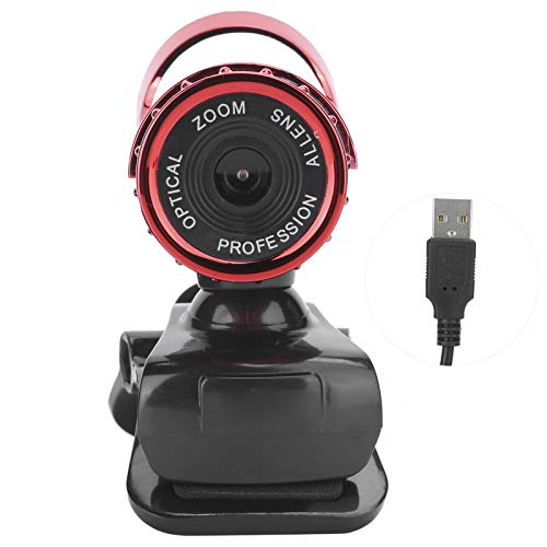 Cuifati Webcam mit Mikrofon, 480P (12M) High Definition-Kamera, Computerkamera, Unterstützung für Windows XP / Win2003 / Win7 / Win8 / 10 (Rot) von Cuifati