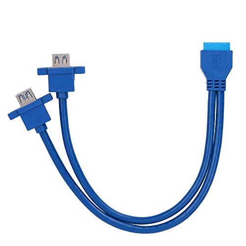 Cuifati Yoidesu USB 3.0-Verlängerungskabel USB 3.0 19-polig an Dual-Port EIN Weibliches Kabel für das Vordere Motherboard-Panel mit Schraubenloch Blau (0,3m) von Cuifati