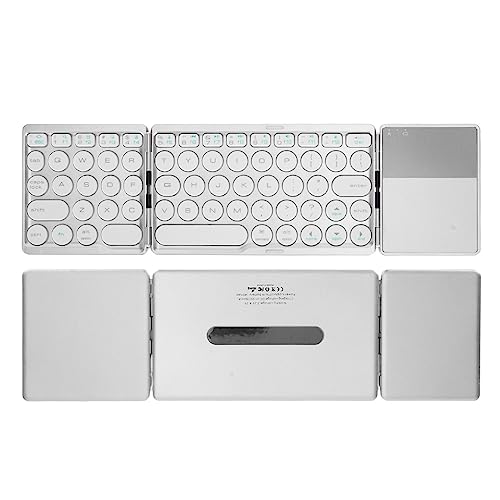 Cuifati Zusammenklappbare Bluetooth-Tastatur, 64 Tasten, Tragbare Kabellose Tastatur Im Taschenformat mit Empfindlichem Touchpad, Runde Tasten in Voller Größe, Ultraschlanke Faltbare von Cuifati