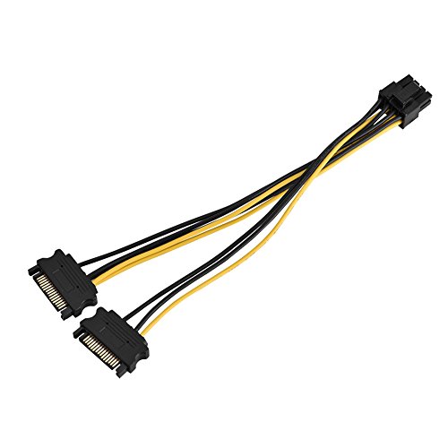 Cuifati zu PCI-E-Kabel, 15-poliger Stecker zu 8-poliger Buchse PCI-E mit Einzelanschluss Kompatibel mit System für & für Linux (Dual SATA 0,2 m) von Cuifati