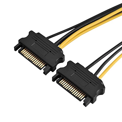 Cuifati zu PCI-E-Kabel, 15-poliger Stecker zu 8-poliger Buchse PCI-E mit Einzelanschluss Kompatibel mit System für & für Linux (Dual SATA 0,4 m) von Cuifati