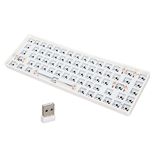 DIY Mechanisches Tastatur-Kit Hot-Swap-Schalter Kompakte Tastatur mit 64 Tasten und RGB-Hintergrundbeleuchtung, Kabellose 2,4-G-Gaming-Tastatur DIY-Kit mit Programmierbaren Makros, Modulare(Weiß) von Cuifati