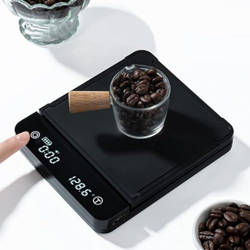 Digitale Kaffeewaage, Timer-Touchscreen, Wiederaufladbar, 3 Kg/0,1 G, Hochpräzise Küchenwaage mit 3 Einheiten Zum Kaffeezubereiten, Kochen, Backen von Cuifati