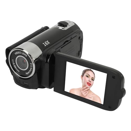 Digitalkamera, Autofokus, FHD 4K Vlogging-Kamera mit Dual-Kamera, 16 MP, 16-facher Digitalzoom, Kompaktkamera, Tragbarer Camcorder für Teenager und Erwachsene (Black) von Cuifati