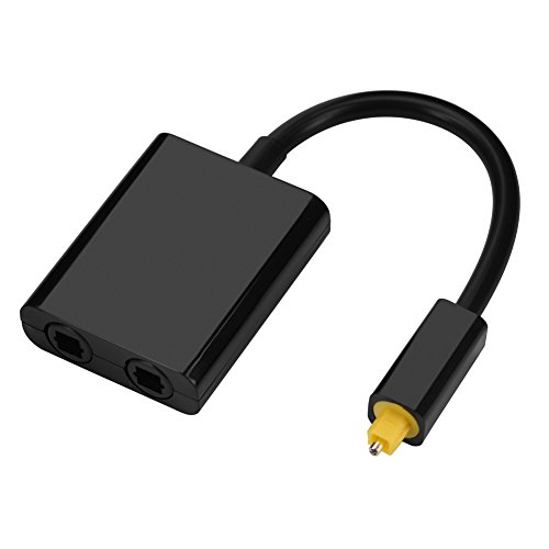 Dual Port Toslink Digitaler optischer Audio-Splitter-Adapter Audiokabel 1 in 2 aus Unterstützung für den Anschluss von CD-Player, DVD-Player mit 24k Gold-Anschlüssen, 1 mm verlustarmem Kern(schwarz) von Cuifati