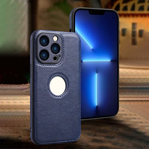 Einzigartiges Design, Luxus-Leder-Business-Handyhülle für IPhone 13 Pro Max, Rutschfeste, Kratzfeste, Sturzfeste, Ultradünne Schutzhülle, Vollständige Schutzhülle, Unterstützt Kabelloses(Blau) von Cuifati