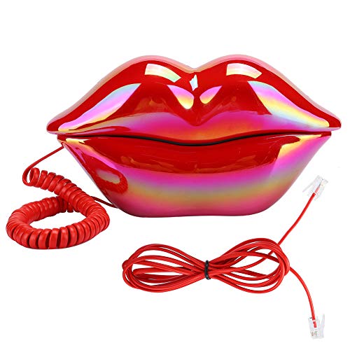 Festnetztelefon, Creative Red Lips Festnetztelefon Desktop-Telefon im europäischen Stil, Red Mouth Lippenförmiges Telefon Festnetz Niedlicher, leuchtender Schreibtisch Schnurgebundenes Telefon von Cuifati