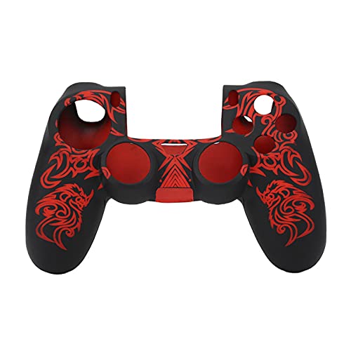 Gamepad-Controller-Abdeckung, rutschfeste Silikon-Abdeckung für PS4-Controller, Abdeckungen für Sony PS4, Bietet EIN Komfortableres Erlebnis, Schutzzubehör für PS4-Controller(Black+red) von Cuifati