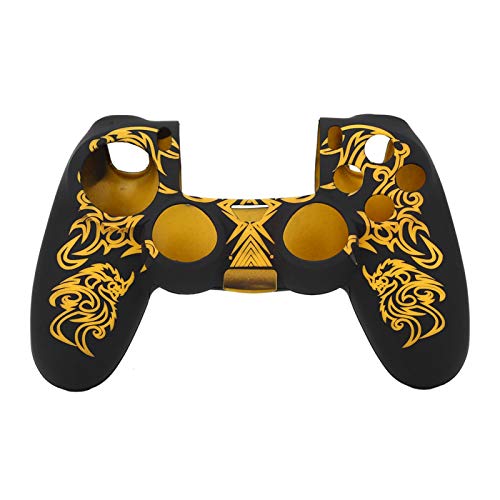 Gamepad-Controller-Abdeckung, rutschfeste Silikon-Abdeckung für PS4-Controller, Abdeckungen für Sony PS4, Bietet EIN Komfortableres Erlebnis, Schutzzubehör für PS4-Controller(Black & Yellow) von Cuifati