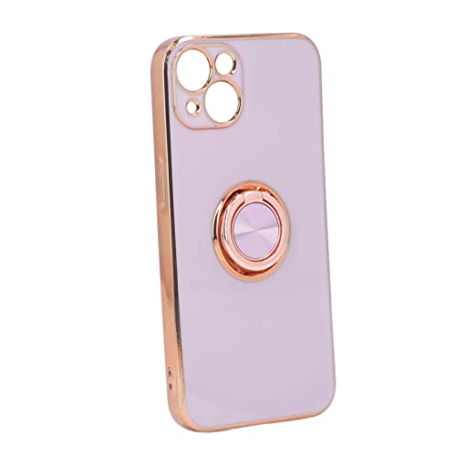 Handyhülle für iPhone 13, Rose Gold Glitter Ring Stand Case mit 360° Drehring, Displayschutzfolie Kameraschutz Ultradünne TPU Handyschutzhülle für Mädchen Frau (Helles Lila) von Cuifati