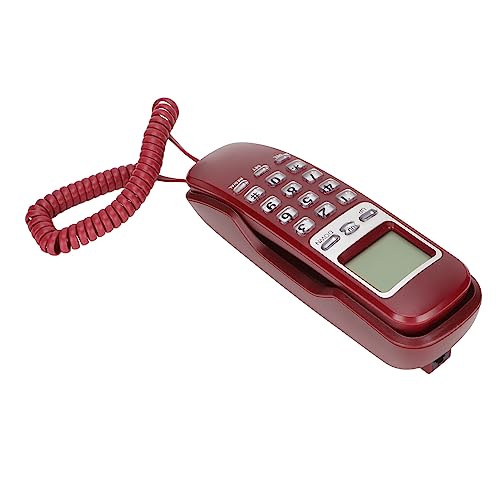 KXT333CID Schnurgebundenes Wandtelefon mit LCD-Display, Multifunktionales Retro-Wandtelefon für Heimbüro, Hotel (Rot) von Cuifati