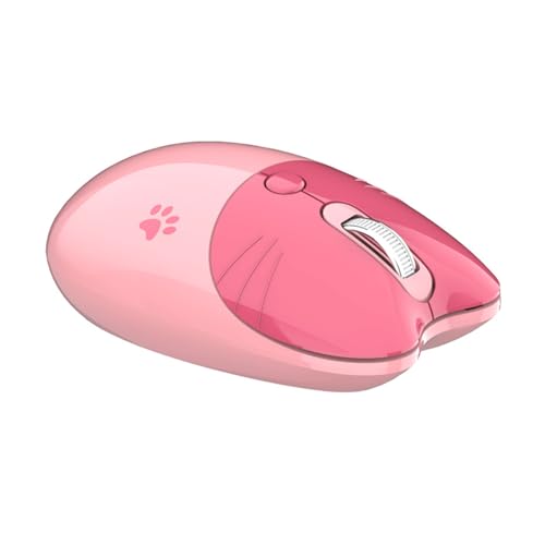 Kabellose Katzenmaus, 1000 1200 1600 3 Stufen DPI 2,4 G, Kabellose, Leise Maus für Mädchen, Mäuse mit USB-Empfänger, Katzen-Motiv-Maus für Computer und Laptop (Sakura-Rosa) von Cuifati