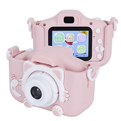 Kinderkamera, 2-in-40-MP-Kinder-Digital-Video-Selfie-Kameras für Kinder, Kinder-Digitalkamera mit 32 GB SD-Karte, Beste Geburtstagsgeschenke für Jungen, Mädchen Im Alter von 3–12(Pinke Katze) von Cuifati