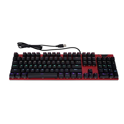 Mechanische Gaming-Tastatur mit 104 Tasten, Kabelgebundene PC-Gaming-Tastatur, Roter Hot-Swap-Schalter, USB-Anschluss, LED-Gaming-Hintergrundbeleuchtung, Schnelle Reaktion, für Win XP, Win 7,(rot) von Cuifati