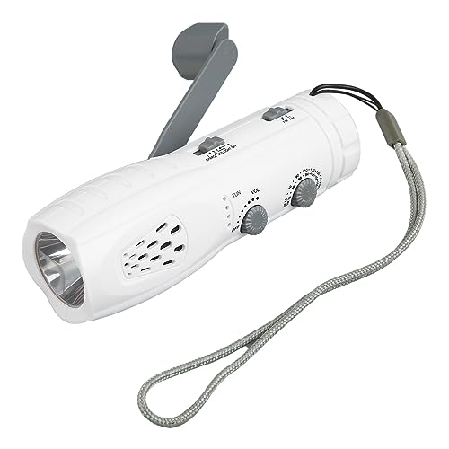 NOAA Notfall -Taschenlampe mit Wetterradio, AM FM Wetteralarm Solar Handkurbel Überlebensradios, 1200 MAh Kleines LED -Radio für Camping -Wandern, Leselampe, SOS Alarm (White) von Cuifati
