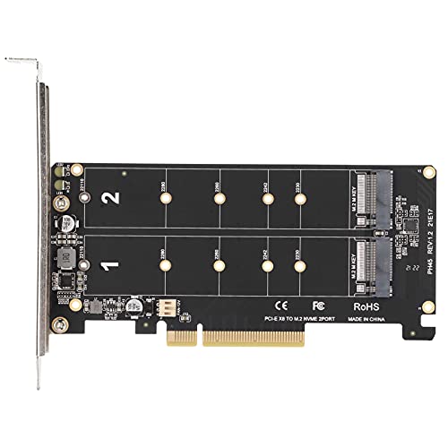 NVMe M.2 SSD zu PCIE Adapterkarte, 2 X 32 Gbit/s SSD PCIE 3.0 4.0 Erweiterungskarte für Desktop-PC, 2 X 4 Vollkanal, PCIE X8 Schnittstelle, 2 Erweiterungskarten(ph45) von Cuifati