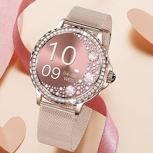 NX19 Smartwatch für Damen, Anrufannahme, 1,3-Zoll-Touchscreen, wasserdichte Smartwatch, Sportarmband, Fitness-Tracker mit Blutsauerstoff-Herzfrequenz-Schlafmonitor, 100 Sportmodus NX19 Smartwatch für Damen, Anrufannahme, 1,3-Zoll-Touchscreen, wasserdichte Smartwatch, Sportarmband, Fitness-Tracker mit Blutsauerstoff-Herzfrequenz-Schlafmonitor, 100 Sportmodus von Cuifati