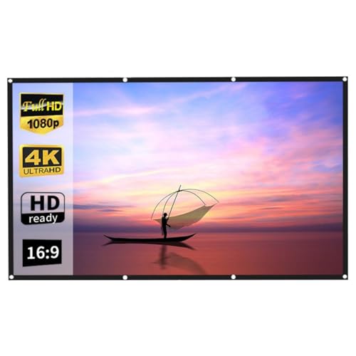 Projektionsleinwände 40 Zoll Bis 100 Zoll, Filmprojektorleinwand 16:9 4K HD-Filmleinwand Hinten Vorne, Faltenfreies Design, Breitbild für Film, Heimkino, Kino, Büro, Videospiel (40 Zoll) von Cuifati