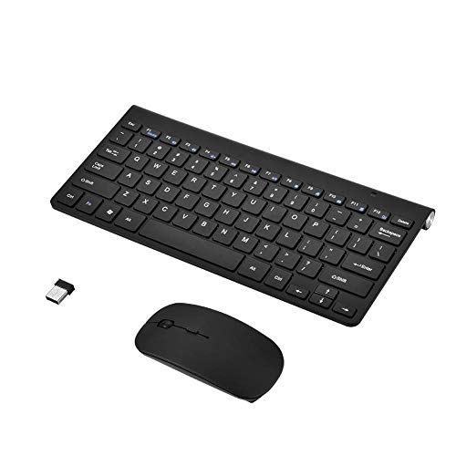 Cuifati Kabellose Tastatur und Maus, 2,4 GHz, dünn und wasserdicht, wiederaufladbar, ergonomische Tastatur und Maus, leise, für PC Win XP/7/8 PC/Laptop/Smart TV/Spiele (schwarz) von Cuifati