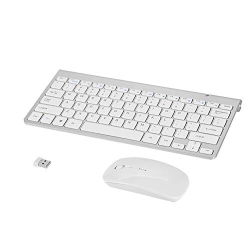 Schlankes wasserdichtes 2,4-GHz-Kit für kabellose Tastaturen und Mäuse, wiederaufladbare Tastaturmäuse, leise ergonomische Tastatur und Maus für PC Win XP/7/8 PC/Laptop/Smart-TV/Gaming(Silber) von Cuifati