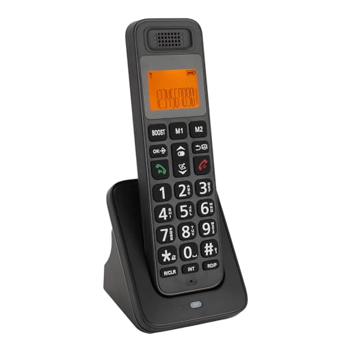 Schnurloses Telefon für zu Hause, LED-Hintergrundbeleuchtung, Große Tasten, Multifunktionales Mobilteil, Freisprecheinrichtung, Unterstützt Kurzwahl, Wahlbeschränkung, (EU-Stecker) von Cuifati