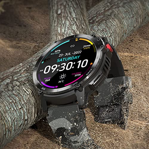 Smart Watches für Männer, Outdoor-Militär-Smartwatches 1,6 Zoll Ultra HD LCD, Sportuhr mit Fitness-Tracker, für iPhone für Samsung und Android-Telefone von Cuifati