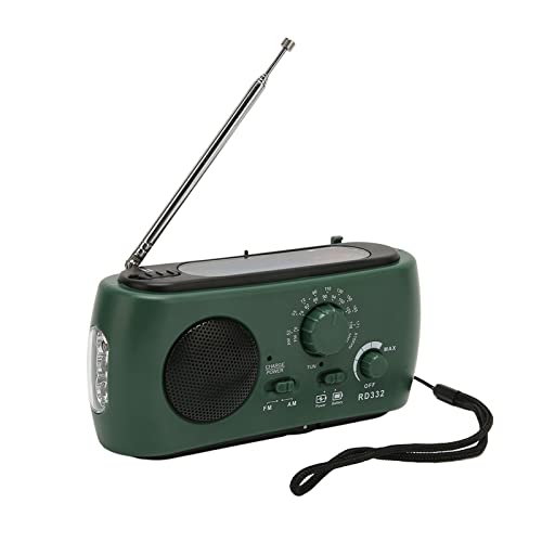 Solar Hand Crank Notio -Radio, AM FM Tragbares Überlebensradio, Kleine Wetterradios mit LED -Taschenlampe und Eingebaute Antenne Zum Camping -Wandern Im Freien (Green) von Cuifati