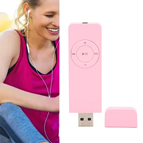 Tragbarer MP3-Player mit Kopfhörer, 64 GB MP3-Player Musik-Player HD-Sound, 2023 Neuer MP3-Player U Disk 2 in 1, für PC-Laptop (Rosa) von Cuifati
