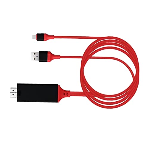 USB/Typ-C-zu-HDML-Netzteilkabel, 5,5-Zoll-USB-C-zu-HDMI-Kabel, HDML-Splitter-Netzkabel für Telefon-Laptop- (Rot) von Cuifati