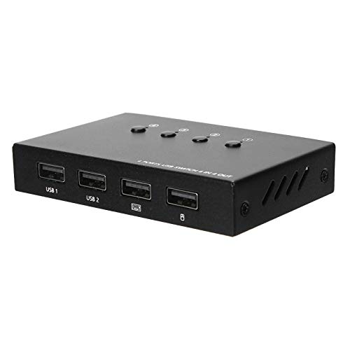 USB 2.0 Sharing Switch, 4 Computer Teilen Tastatur und Maus, Metallgehäuse, Plug and Play, fürXP 7 8 10 für Vista fürOS X8.6 von Cuifati