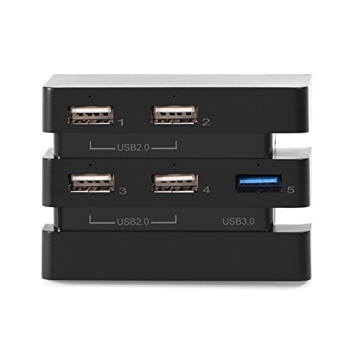 USB 3.0 Hub für Ps4 Pro,Hochgeschwindigkeits-USB-Hub 2.0- und 3.0-Erweiterungs-Hub-Controller-Adapter mit 5 Anschlüssen, Hochgeschwindigkeits-Erweiterungs-Hub-Ladegerät-Controller-Adapter für PS4 Pro von Cuifati