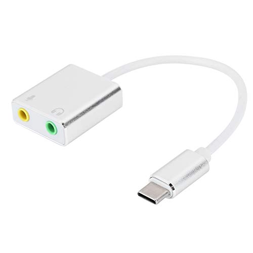 USB-C-Audioadapter Externe Stereo-Soundkarte mit 3,5-mm-Kopfhörer- und Mikrofonanschluss für Windows, Mac, Linux, PC, Laptop, Desktop, PS5, PS4, Raspberry Pi, Surface 3 Pro von Cuifati