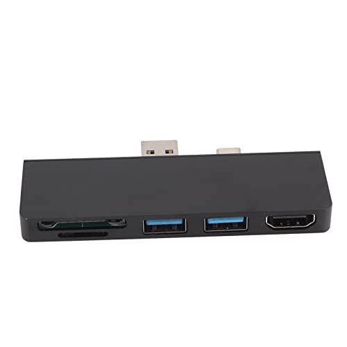 USB-C-Dockingstation für Surface Pro 7, 5-in-2-Dock-Konverter-Adapter, Laptop-Hub mit 2 USB3.0 (5 Gbit/s), HDMI-Adapter 4K, SD-TF-Kartenleser-Steckplatz, Kompatibel für Win 10 8 7 (Schwarz) von Cuifati