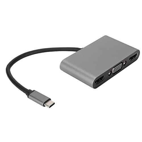 USB-C-Hub, Typ C auf HDMI VGA USB3.0 PD-Adapter-Hub, 5 Gbit/s, 4K, 100 W Schnellladung, Unterstützt 3 Monitore, Multifunktionales 5-in-1-USB-C-Adapterkabel von Cuifati