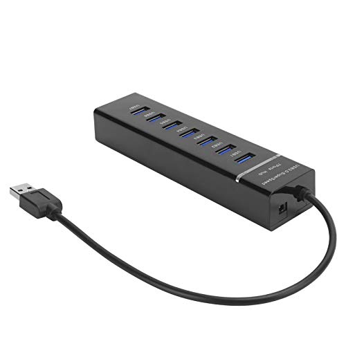 USB Hub 7-Port US Hub USB3.0, Super hohe Geschwindigkeit von 5 Gbit/s mit Blauer LED-Anzeige mit Sicherung mit DC 5V-Netzstecker Für Windows Vista/Linuk/iOS 10.0+ von Cuifati