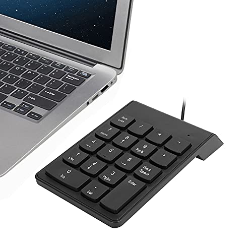 USB-Tastatur, 18-Tasten-Kabel-Digital-Finanzbuchhaltung Numerisch, 18-Tasten-Digital-Tastatur mit Taktiler Stummschaltung, für Laptop, Notebook, Computer (Schwarz) von Cuifati